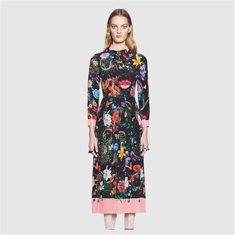 gucci flora snake print silk dress|Gucci long dresses.